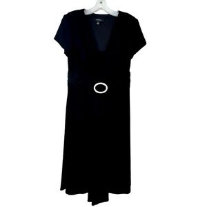 Women’s R&M Richard’s Black Midi Dress with Belted Detail - Size 12 - MINT